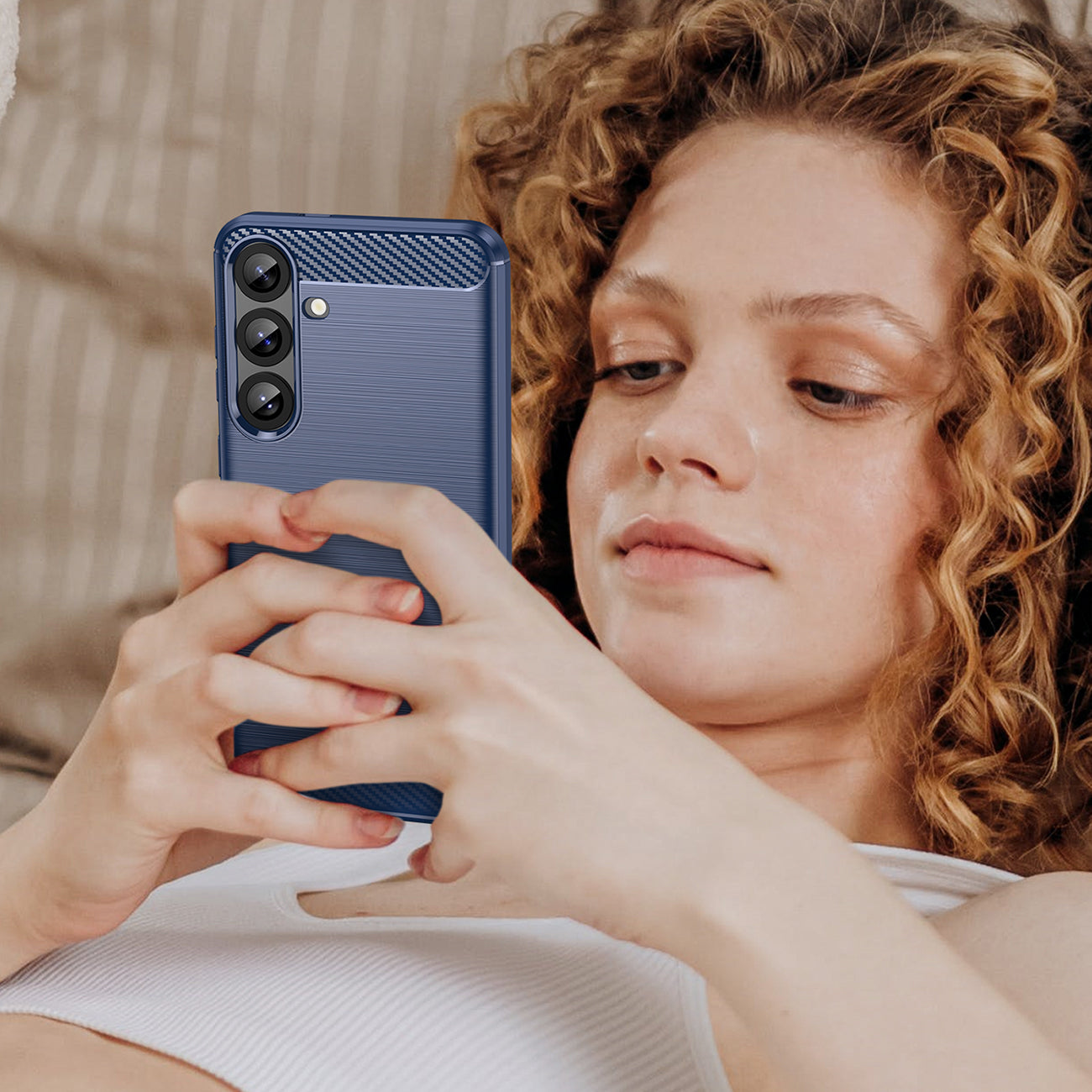 TPU anglies rašto dėklas Samsung Galaxy S25+ – mėlynas