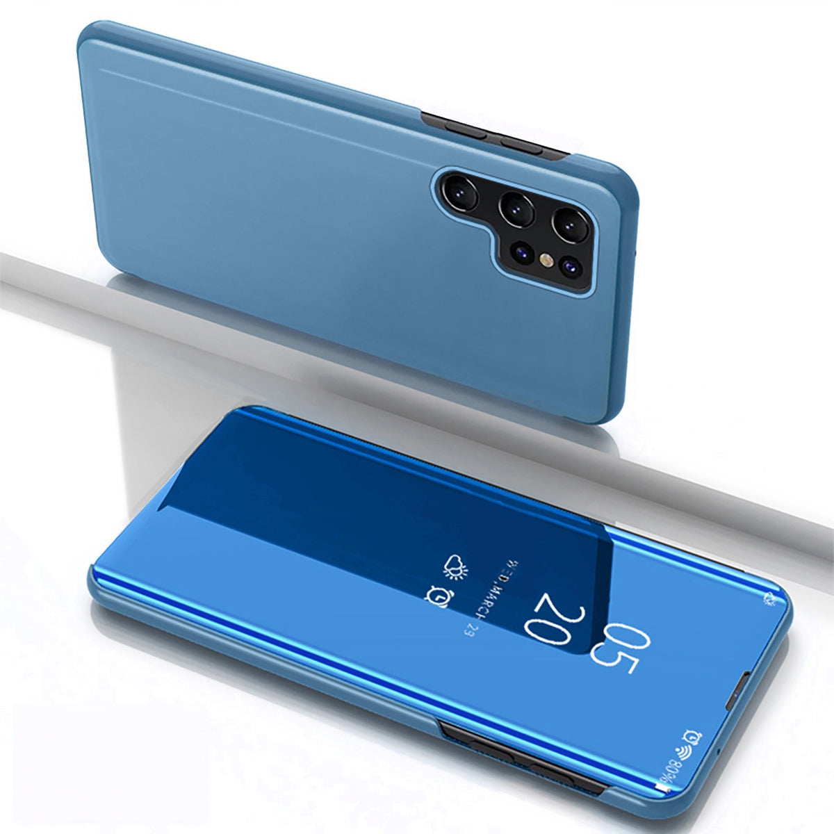 Samsung Galaxy S25 Ultra Clear View atverčiamas dėklas – mėlynas