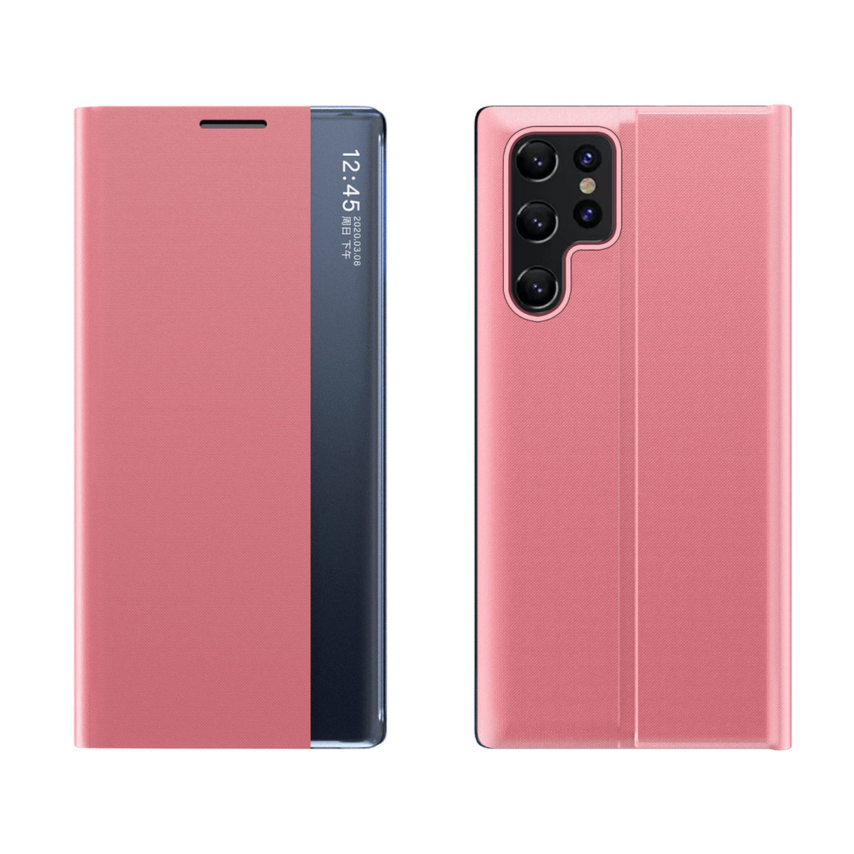 Atverčiamas dėklas Samsung Galaxy S25 Ultra su stovu – rožinis