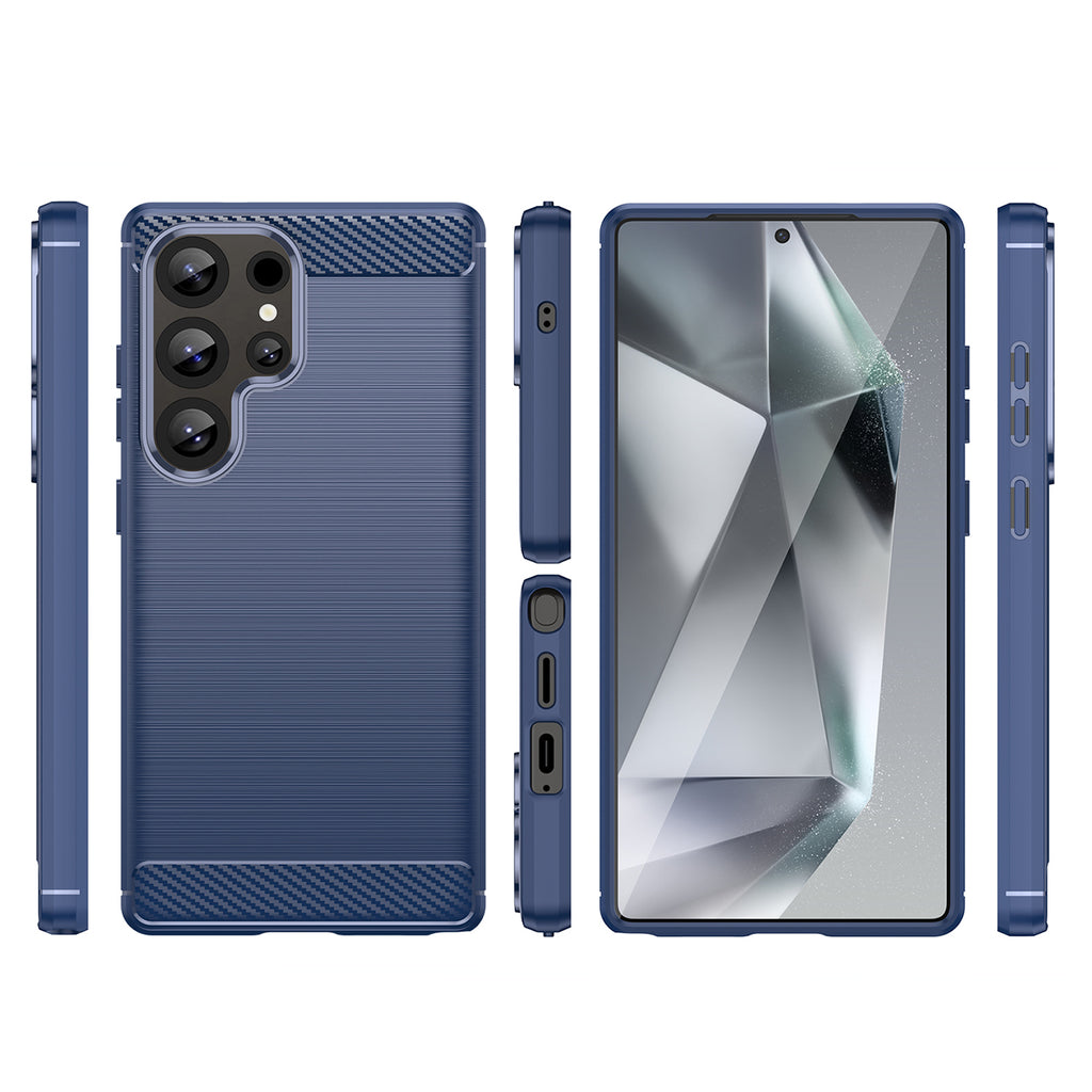 TPU karboninis dėklas Samsung Galaxy S25 Ultra – mėlynas
