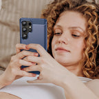 TPU karboninis dėklas Samsung Galaxy S25 Ultra – mėlynas