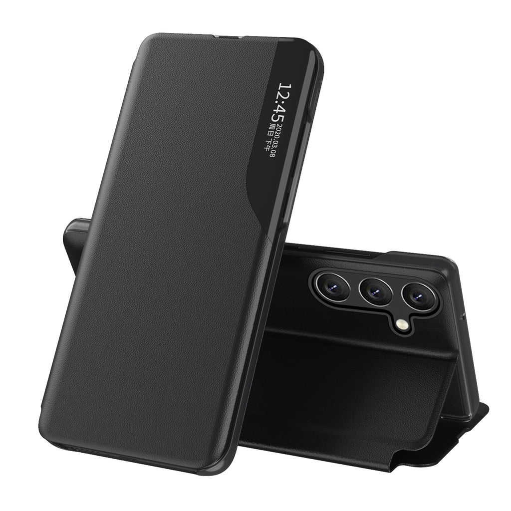 Atverčiamas eko odos dėklas Samsung Galaxy S24 FE – juodas