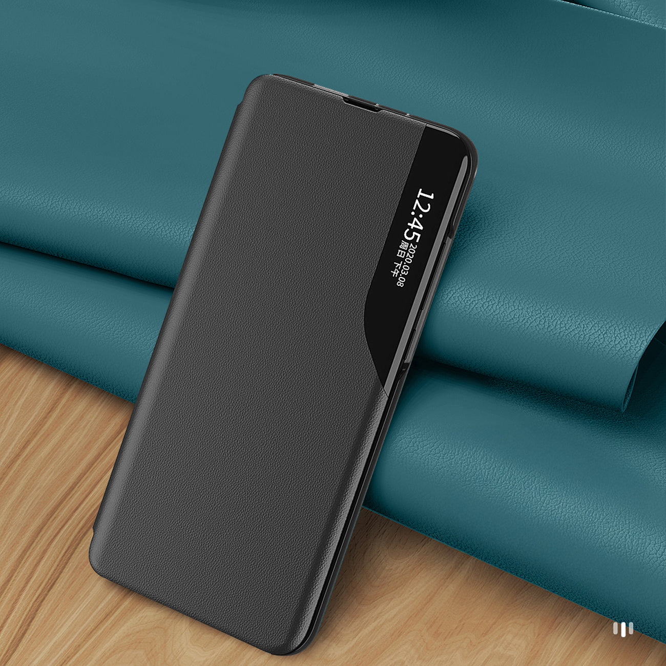 Atverčiamas eko odos dėklas Samsung Galaxy S24 FE – juodas