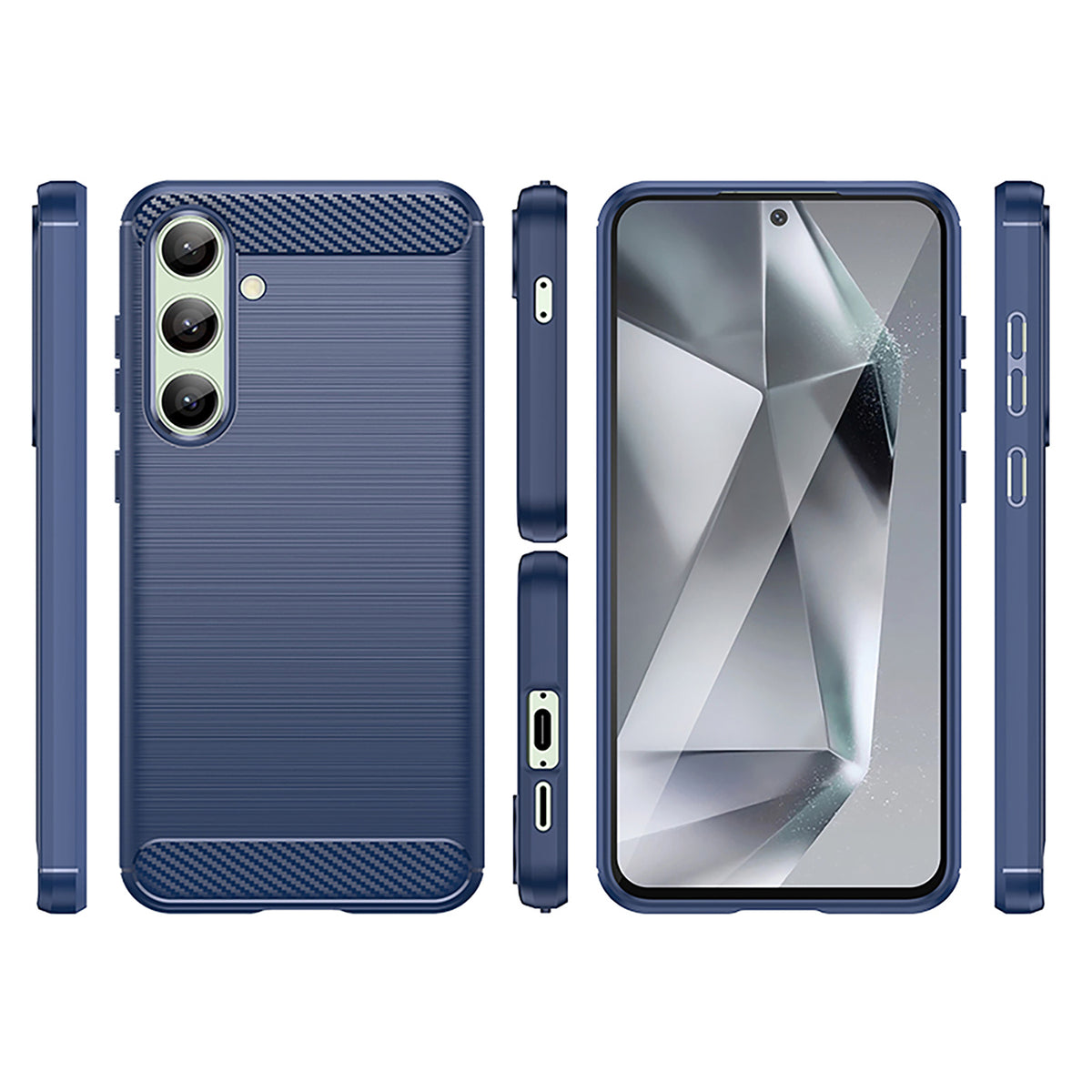 Carbon Case silikoninis dėklas Samsung Galaxy S24 FE – mėlynas