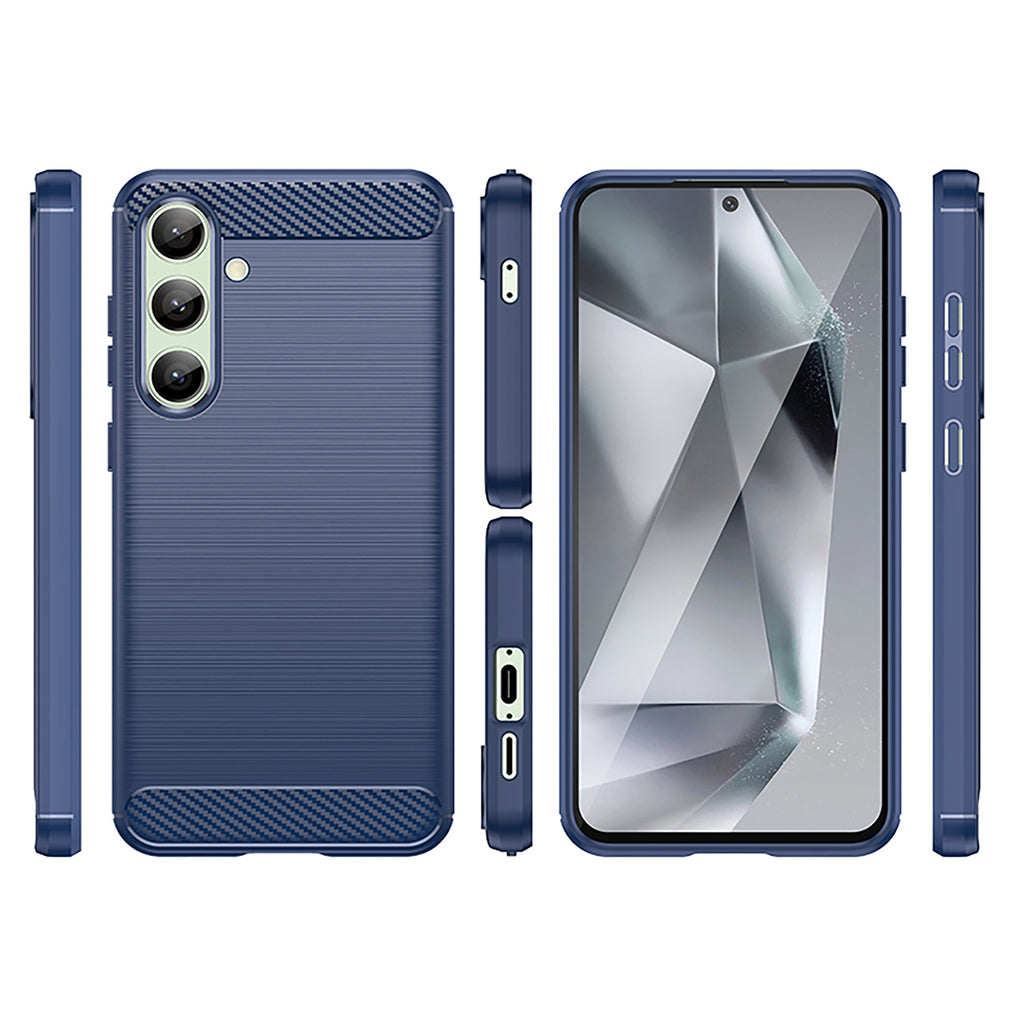Carbon Case silikoninis dėklas Samsung Galaxy S24 FE – mėlynas