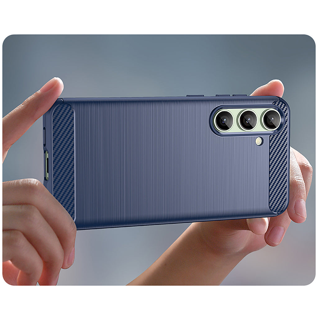 Carbon Case silikoninis dėklas Samsung Galaxy S24 FE – mėlynas