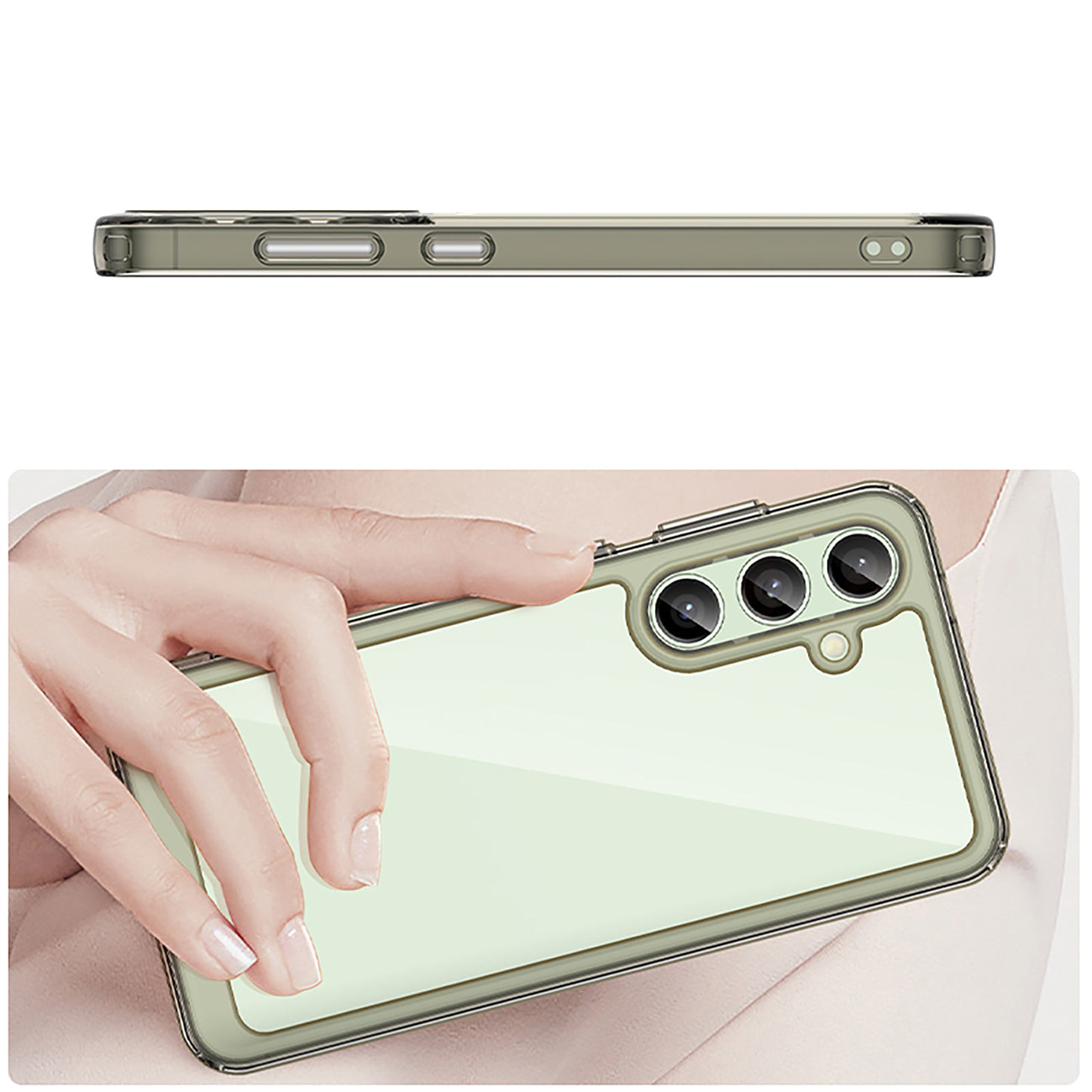 Outer Space Case dėklas Samsung Galaxy S24 FE – skaidrus juodas