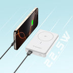 Wozinsky išorinė baterija WLWP-10KA0Y3WS 22.5W PD Qi2 10000 mAh, su stovu, 1x USB-A, 1x USB-C - balta