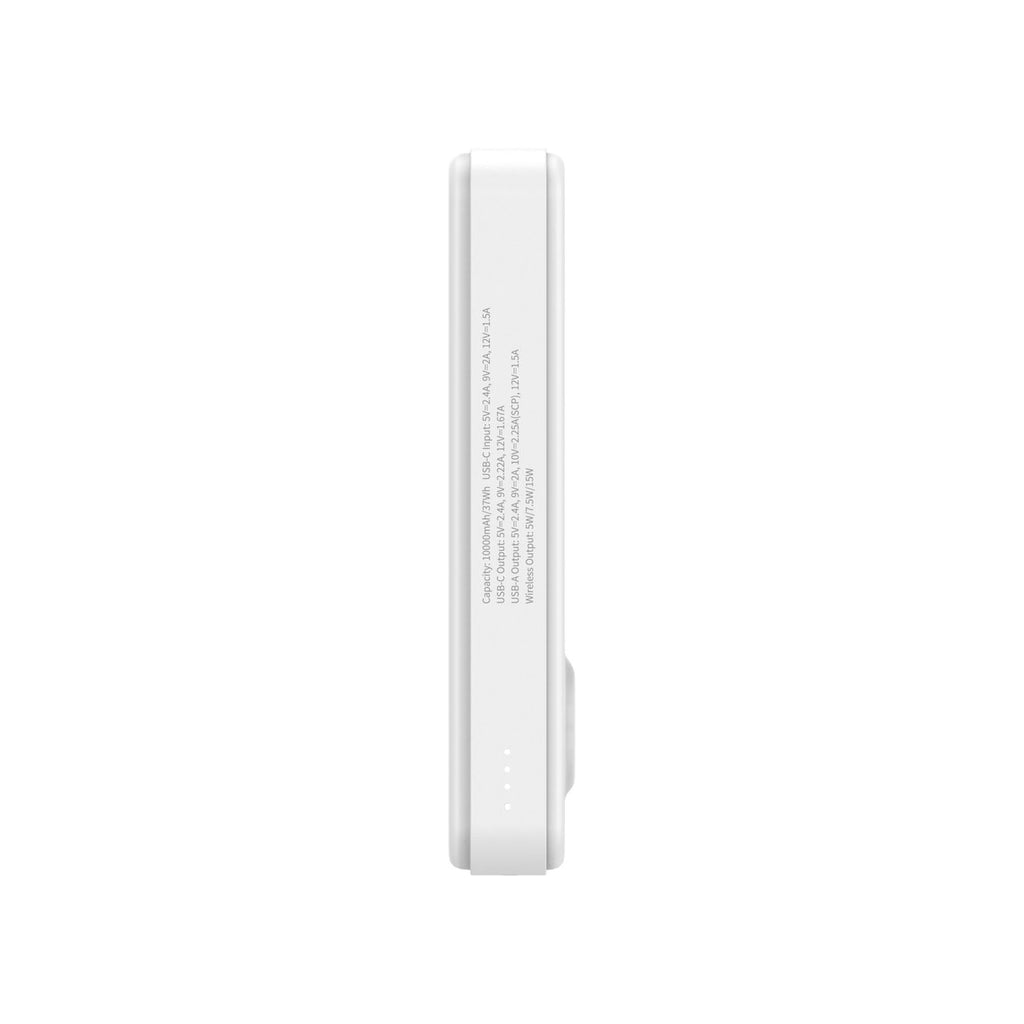 Wozinsky išorinė baterija WLWP-10KA0Y3WS 22.5W PD Qi2 10000 mAh, su stovu, 1x USB-A, 1x USB-C - balta