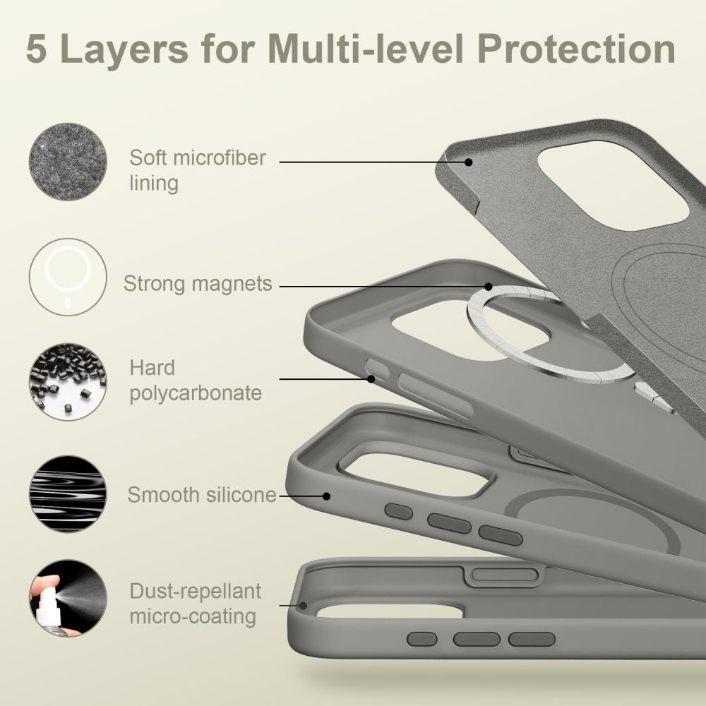 Tech-Protect silikoninis MagSafe dėklas iPhone 16 Pro Max – pilkas -- iPhone 16 Pro Max