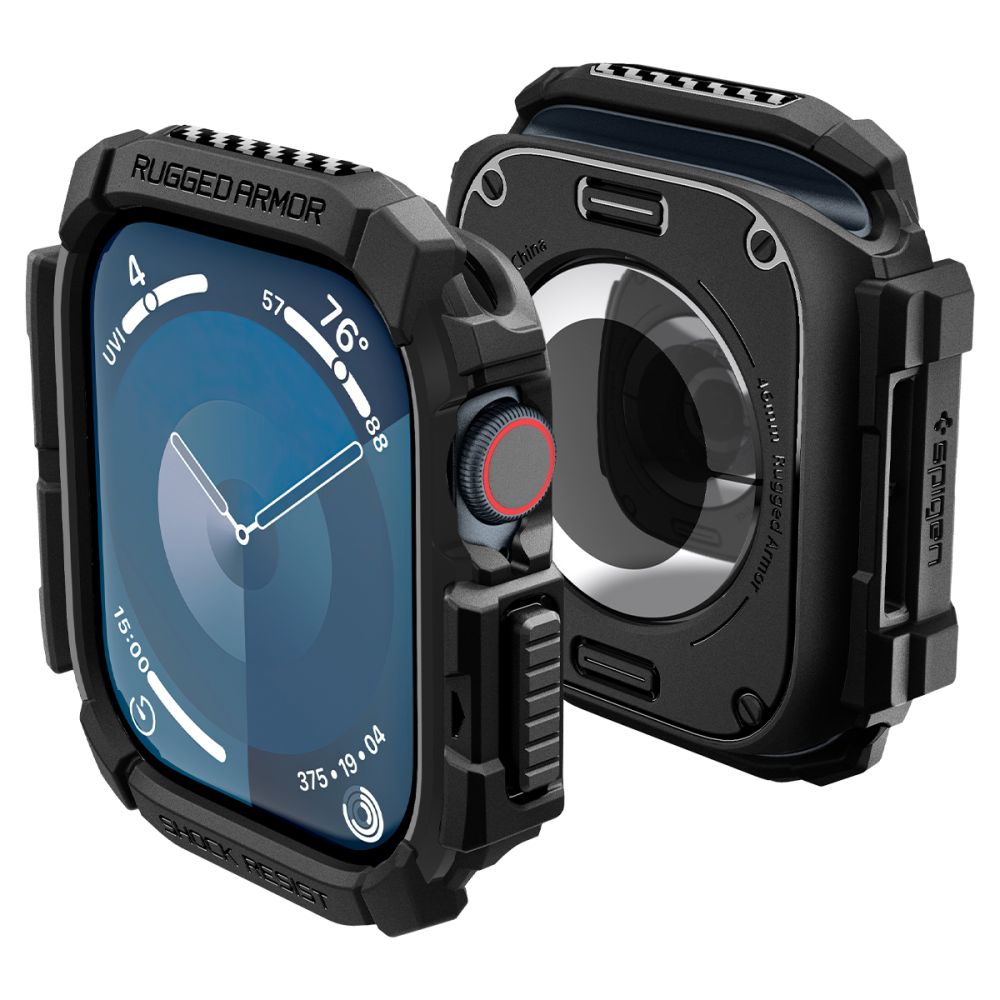 Spigen Rugged Armor dėklas Apple Watch 10 46mm – juodas -- Apple Watch 10 (46mm)