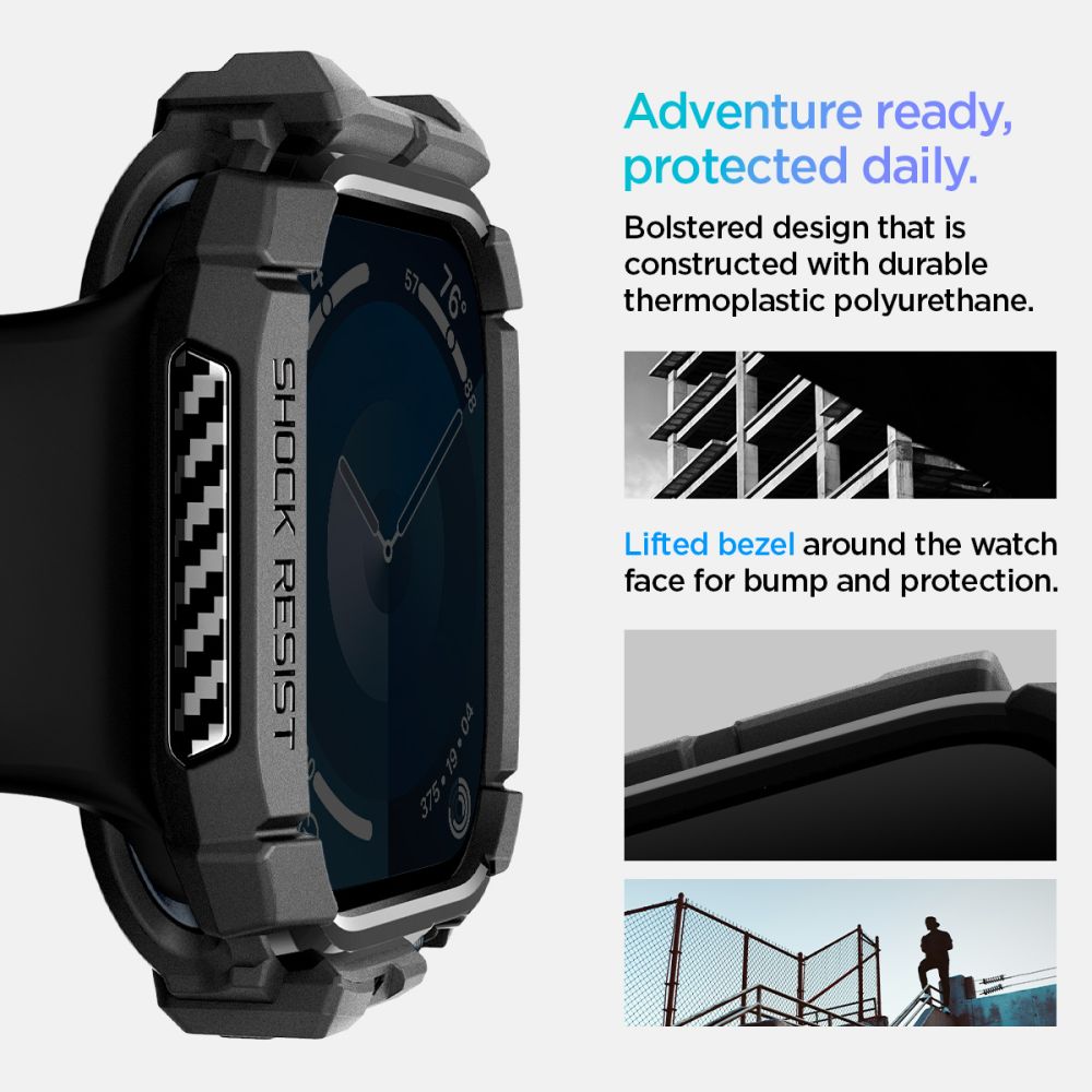 Spigen Rugged Armor dėklas Apple Watch 10 46mm – juodas -- Apple Watch 10 (46mm)