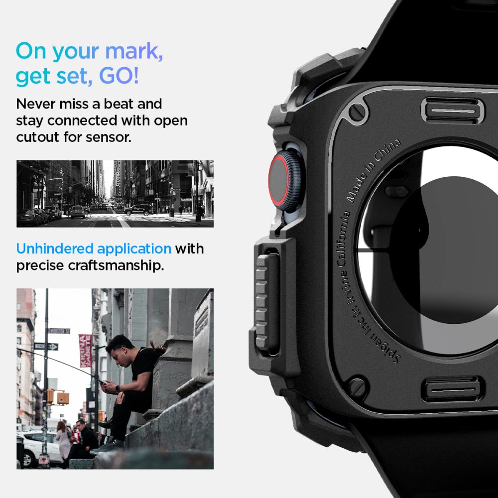 Spigen Rugged Armor dėklas Apple Watch 10 46mm – juodas -- Apple Watch 10 (46mm)