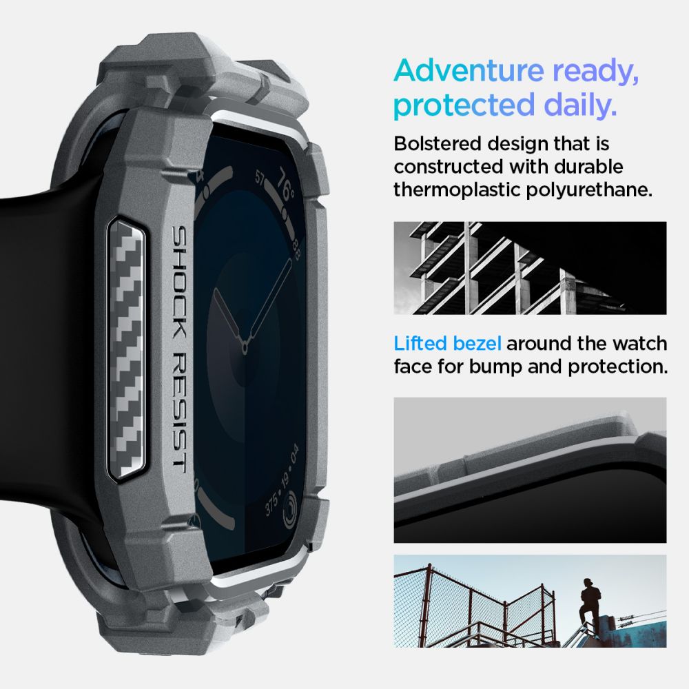 Spigen Rugged Armor Pro dirželis Apple Watch 10 46 mm – pilkas