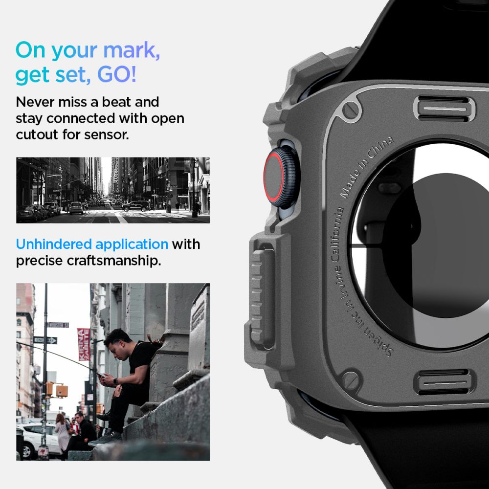 Spigen Rugged Armor Pro dirželis Apple Watch 10 46 mm – pilkas