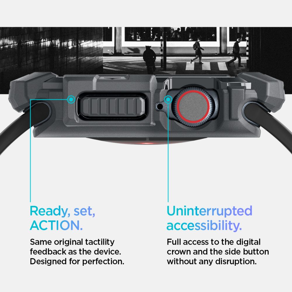 Spigen Rugged Armor Pro dirželis Apple Watch 10 46 mm – pilkas