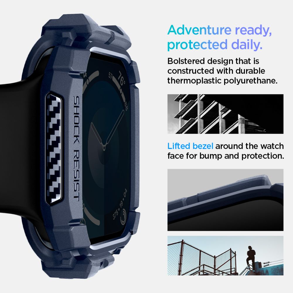 Spigen Rugged Armor dėklas Apple Watch 10 46 mm – tamsiai mėlynas -- Apple Watch 10 (46mm)