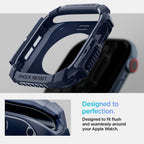 Spigen Rugged Armor dėklas Apple Watch 10 46 mm – tamsiai mėlynas -- Apple Watch 10 (46mm)