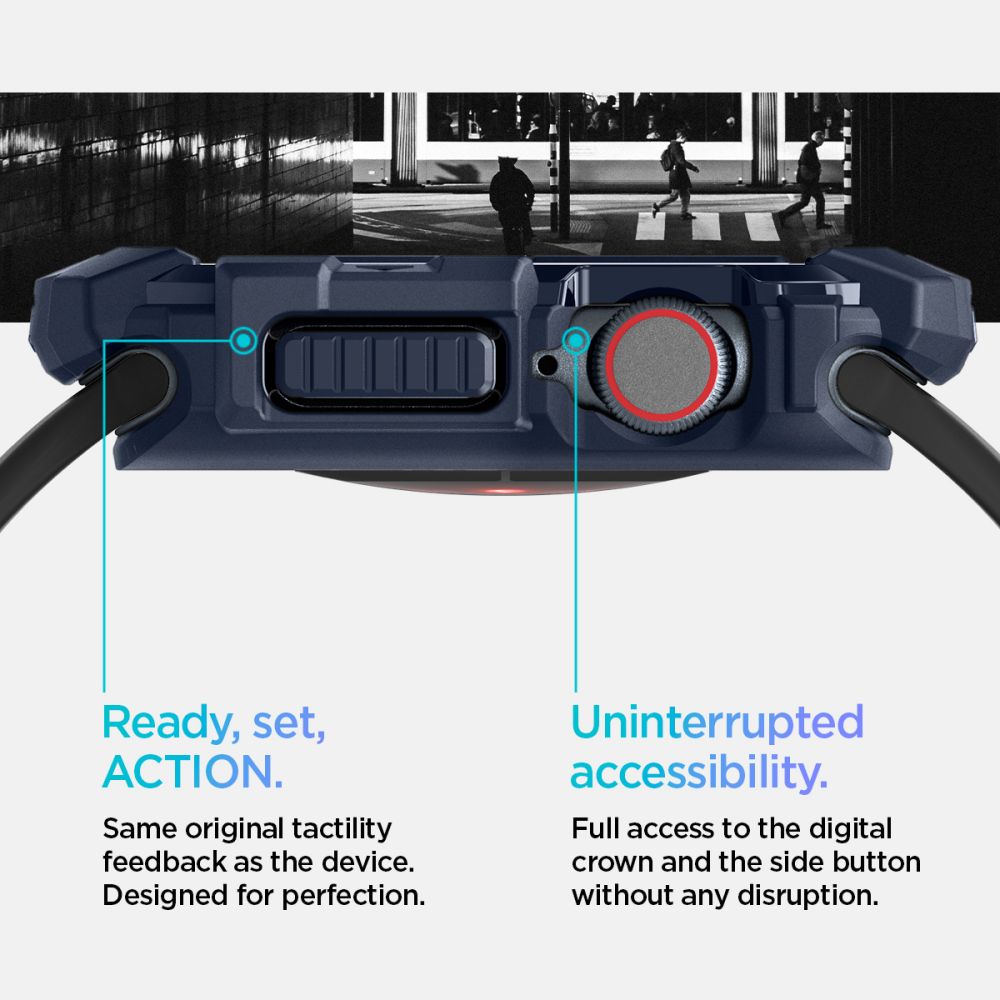 Spigen Rugged Armor dėklas Apple Watch 10 46 mm – tamsiai mėlynas -- Apple Watch 10 (46mm)