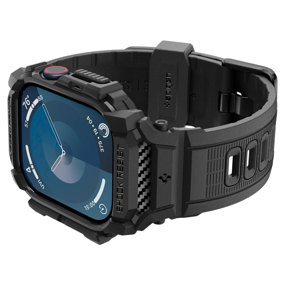 Spigen Rugged Armor dėklas Apple Watch 10 46mm – juodas -- Apple Watch 10 (46mm)