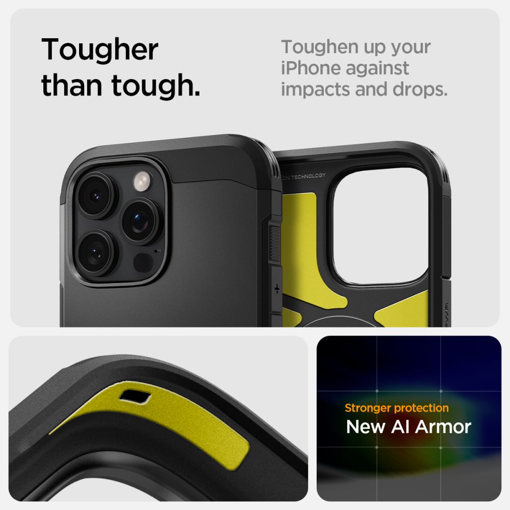 Spigen Tough Armor T MagSafe dėklas iPhone 16 Pro Max – juodas