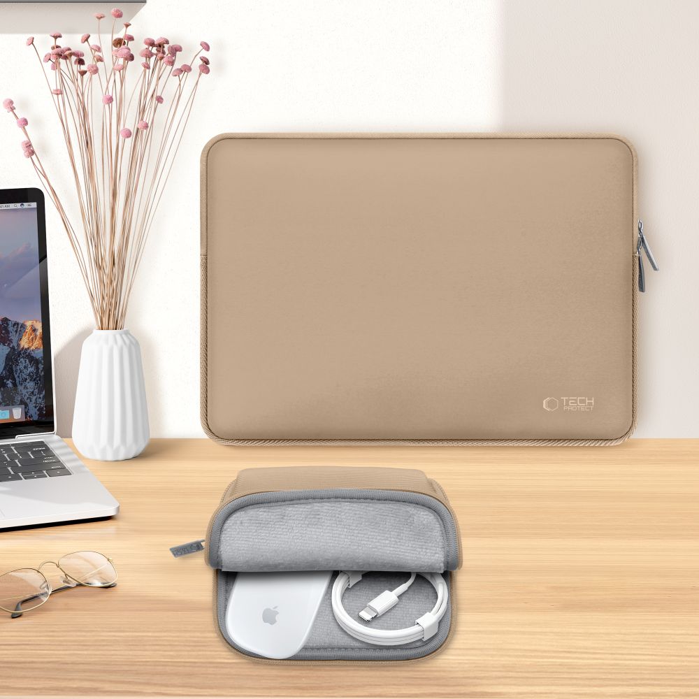 Tech-Protect Neoslim 13-14" nešiojamojo kompiuterio krepšys – smėlio spalvos -- Laptop Bags