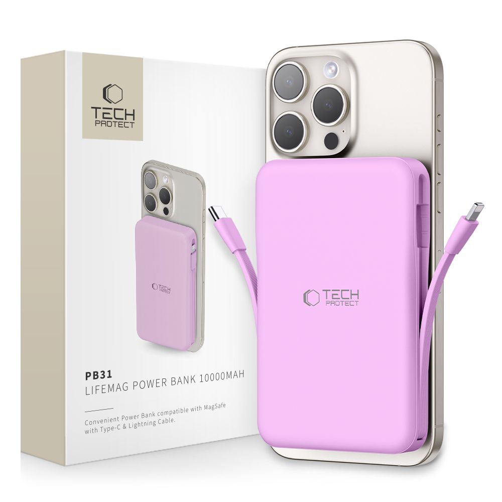 Tech-Protect išorinė baterija PB31 MagSafe 10000mAH - violetinė -- Powerbanks