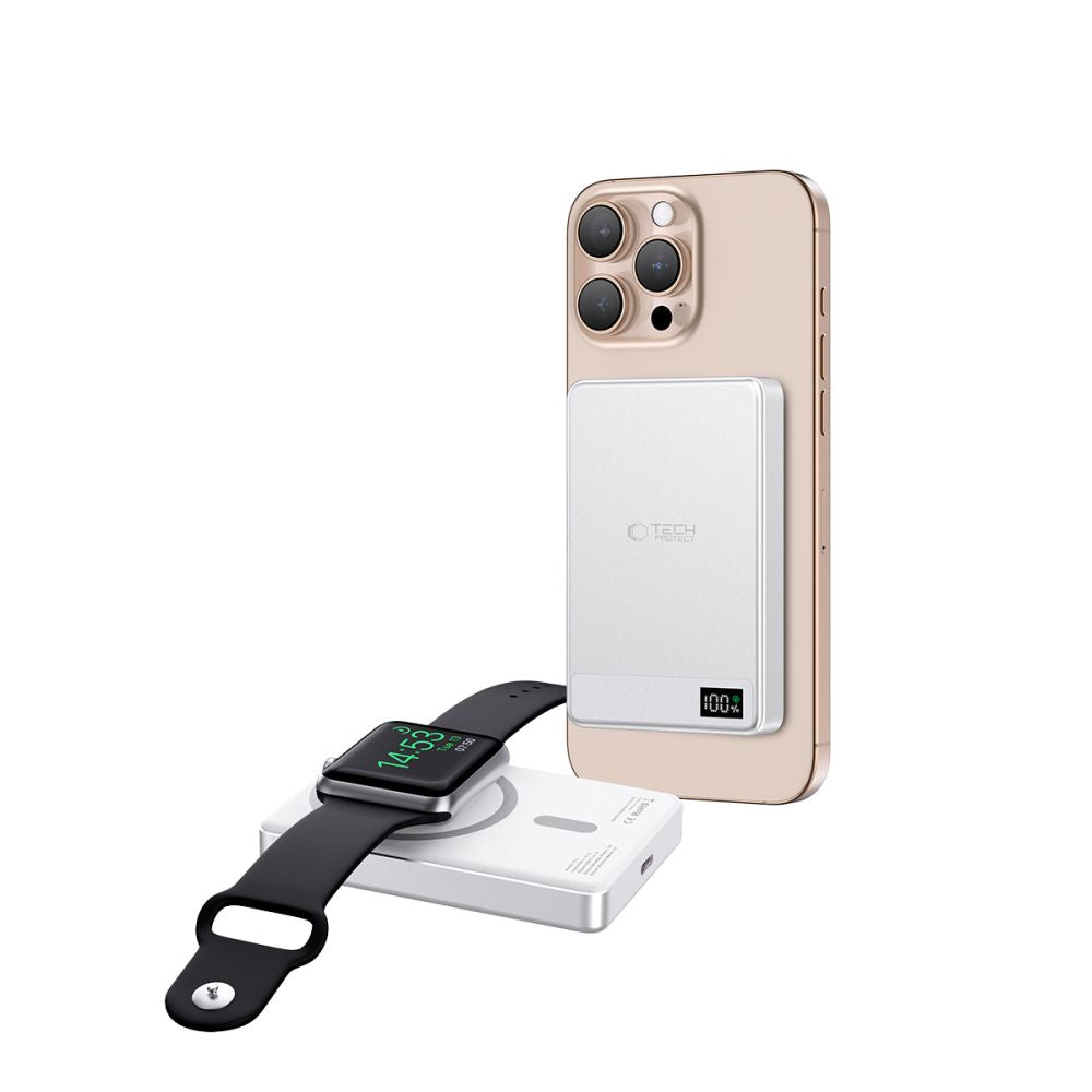 Tech-Protect išorinė baterija PB33 LifeMag MagSafe 5000mAH - sidabrinė -- Powerbanks