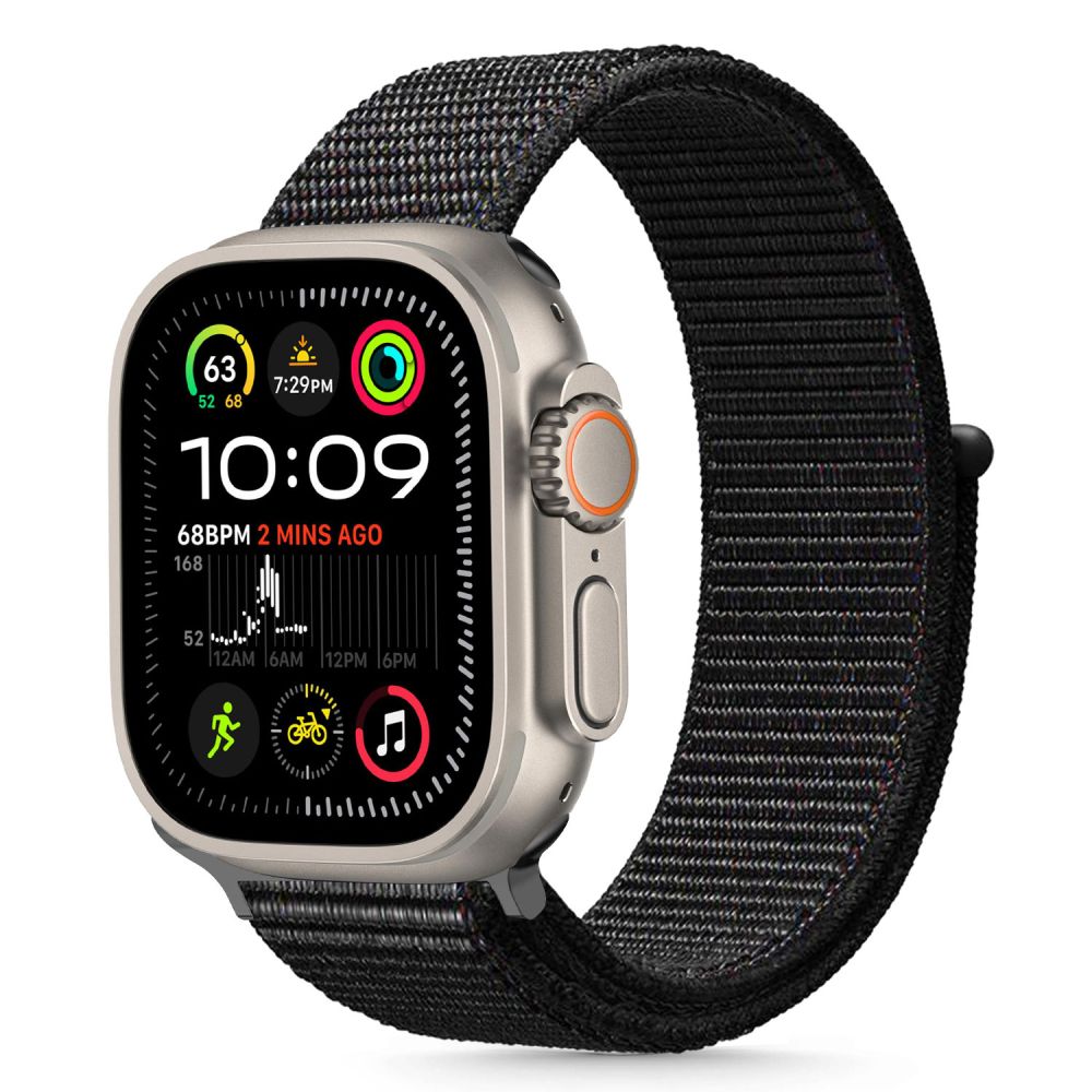 Tech-Protect nailoninis dirželis Apple Watch 44/45/46/49 mm – juodas -- Apple Watch 44