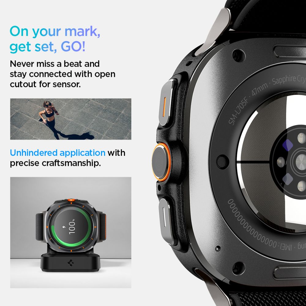 „Spigen Fit Lite“ dirželis, skirtas Galaxy Watch Ultra 47 mm – juodas