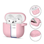Tech-Protect silikoninis dėklas AirPods 4 su karabinu – rožinis -- AirPods 4
