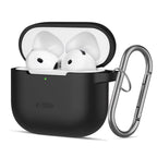 Tech-Protect silikoninis dėklas AirPods 4 su karabinu – juodas -- AirPods 4