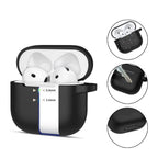 Tech-Protect silikoninis dėklas AirPods 4 su karabinu – juodas -- AirPods 4