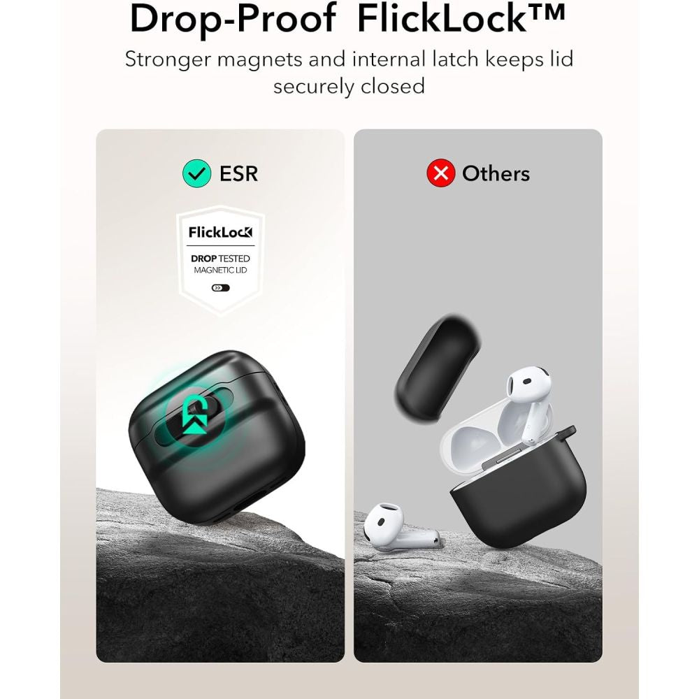 Dėklas ESR Pulse HaloLock MagSafe, skirtas AirPods 4 - juodas -- AirPods 4