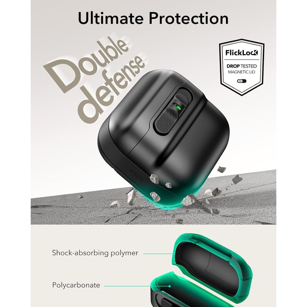 Dėklas ESR Pulse HaloLock MagSafe, skirtas AirPods 4 - juodas -- AirPods 4