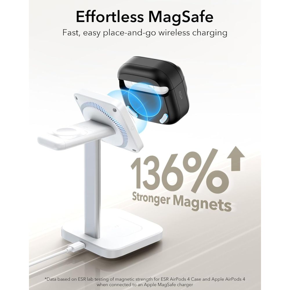 Dėklas ESR Pulse HaloLock MagSafe, skirtas AirPods 4 - juodas -- AirPods 4