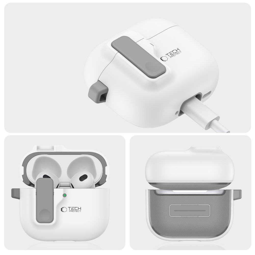 Tech-Protect Slim Hook dėklas AirPods 4 – baltas -- AirPods 4