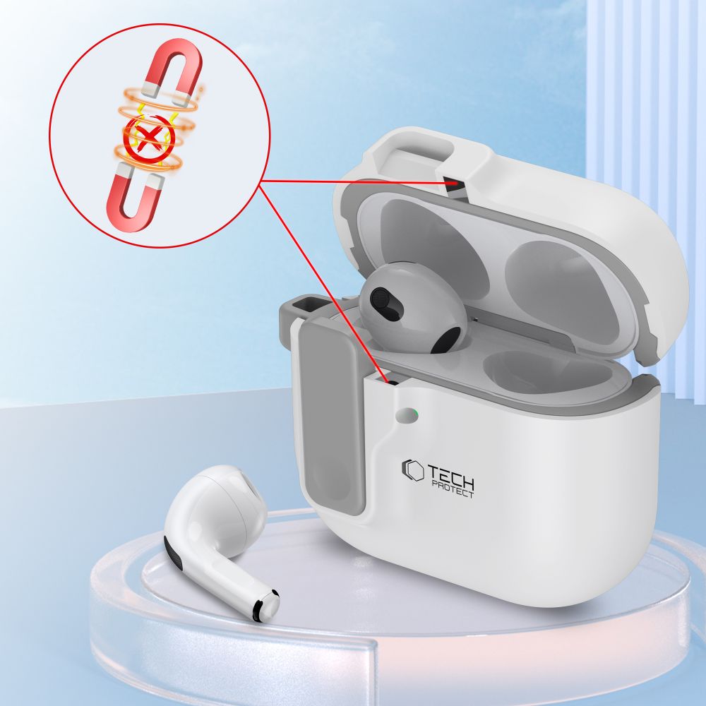 Tech-Protect Slim Hook dėklas AirPods 4 – baltas -- AirPods 4