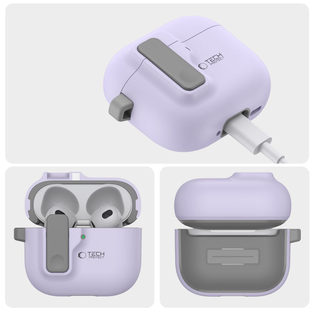 Tech-Protect Slim Hook dėklas AirPods 4 – violetinis -- AirPods 4