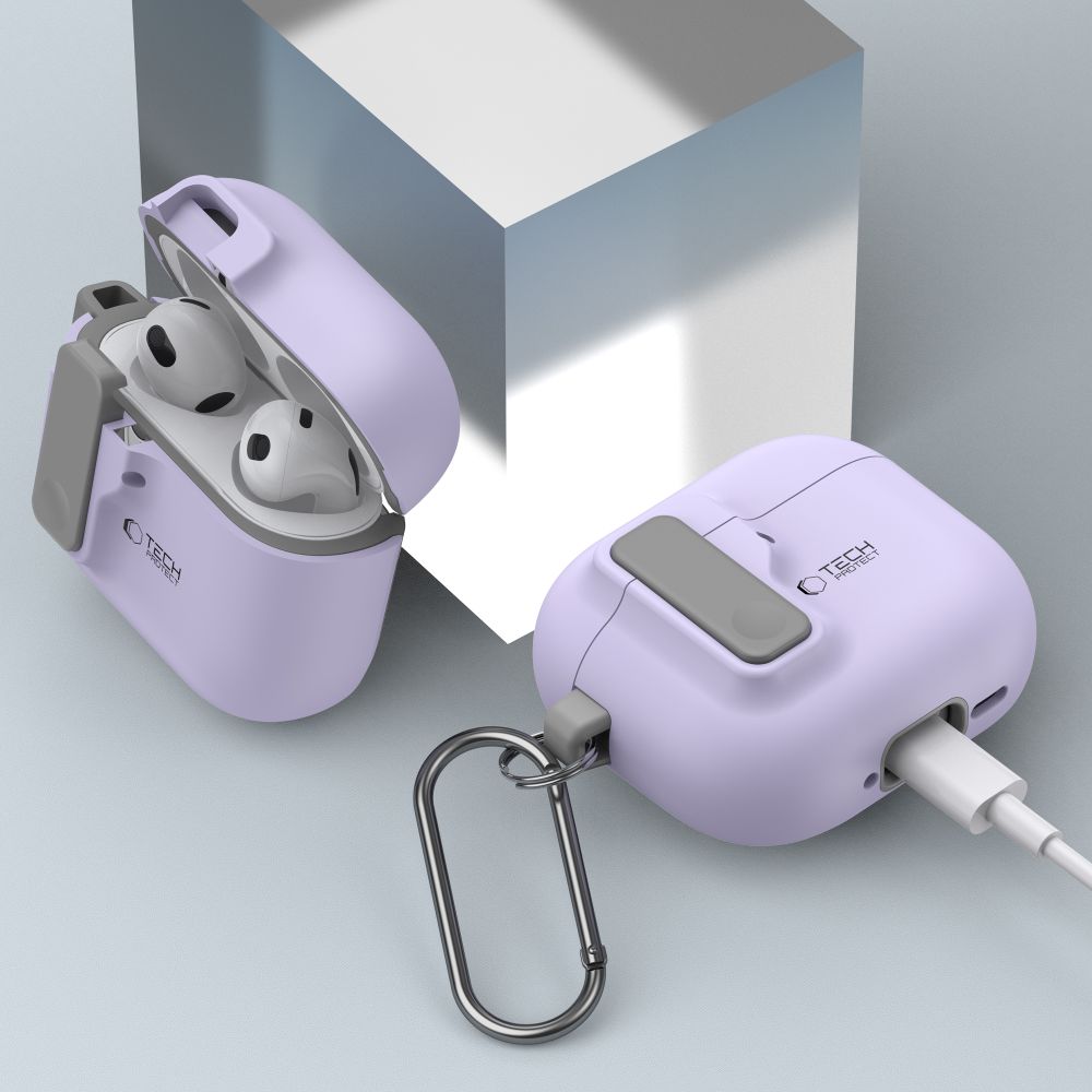 Tech-Protect Slim Hook dėklas AirPods 4 – violetinis -- AirPods 4