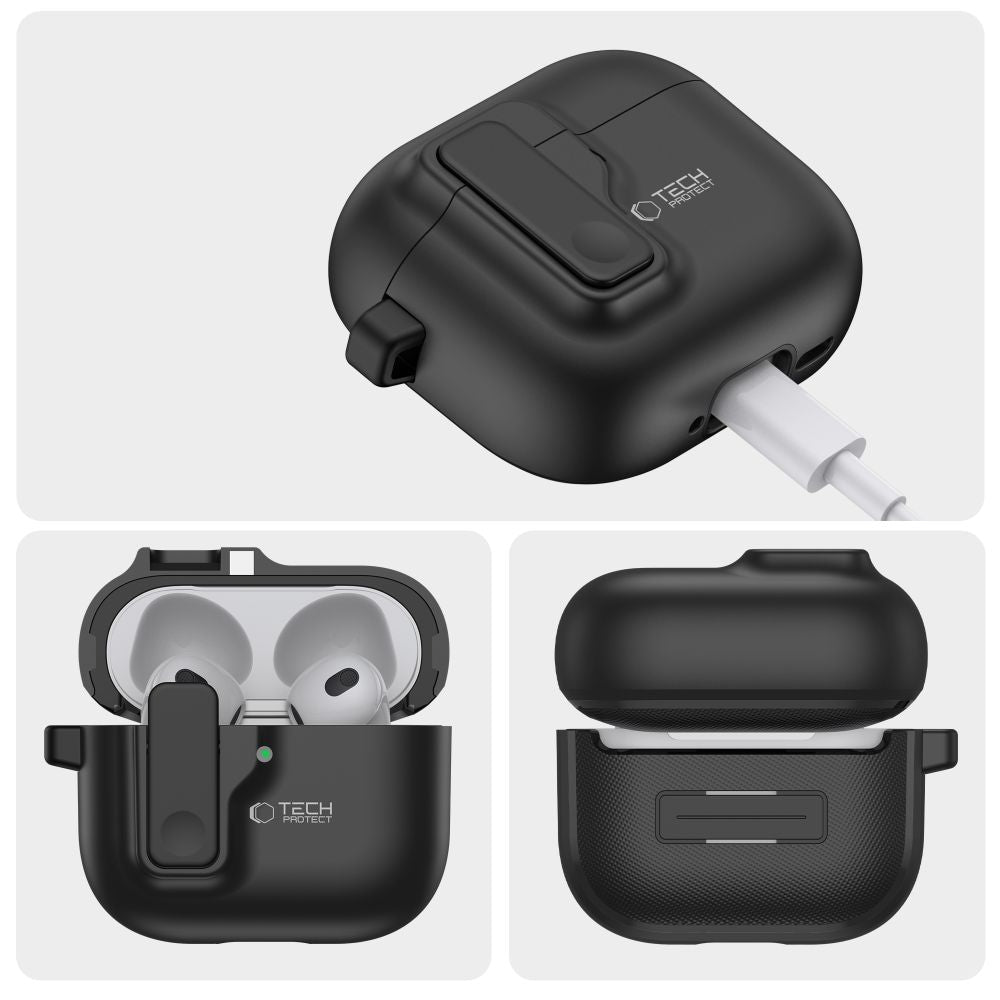 Tech-Protect Slim Hook dėklas AirPods 4 – juodas -- AirPods 4