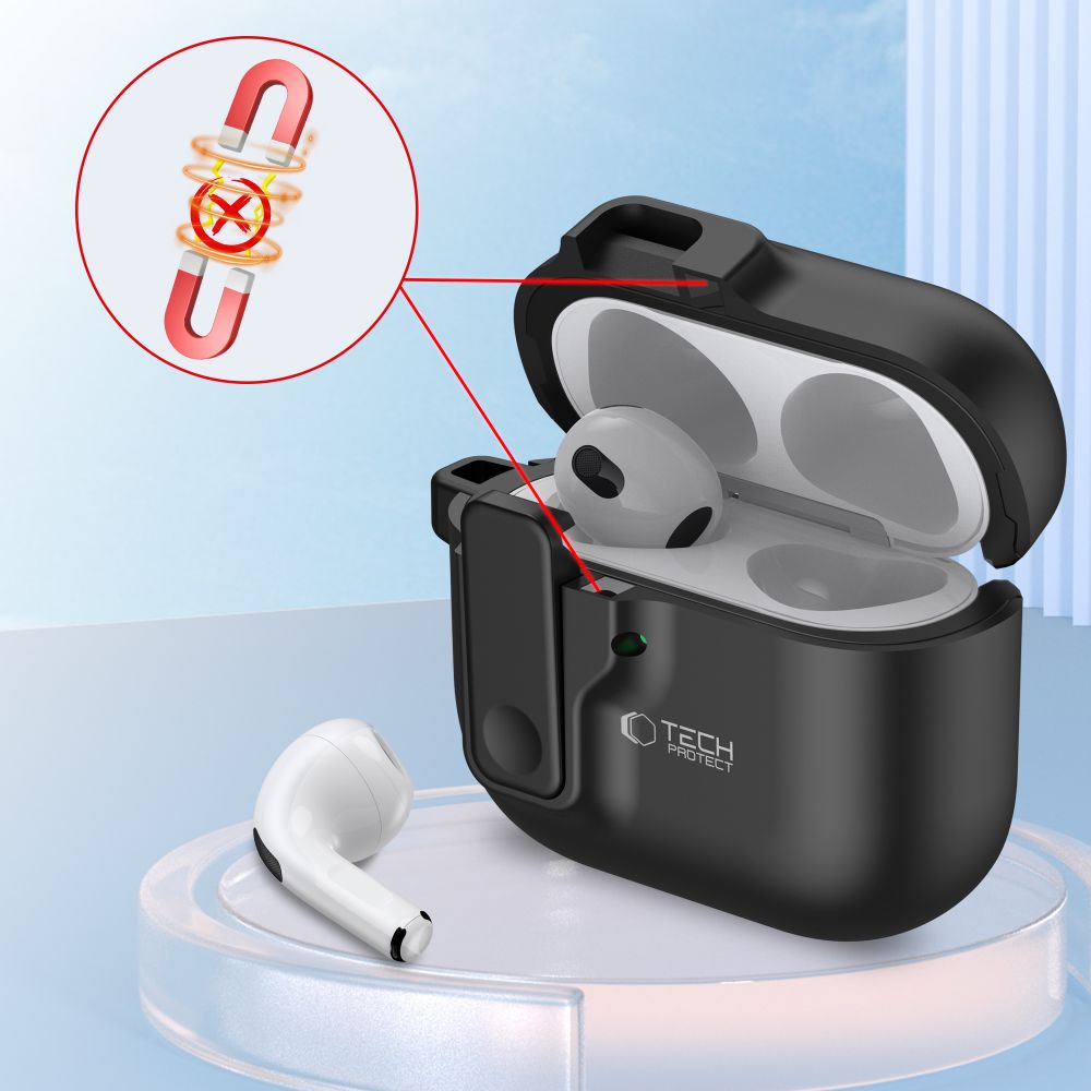 Tech-Protect Slim Hook dėklas AirPods 4 – juodas -- AirPods 4