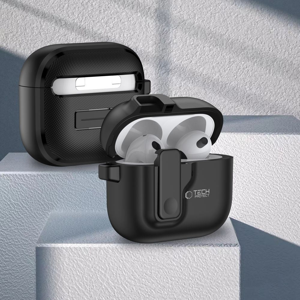 Tech-Protect Slim Hook dėklas AirPods 4 – juodas -- AirPods 4