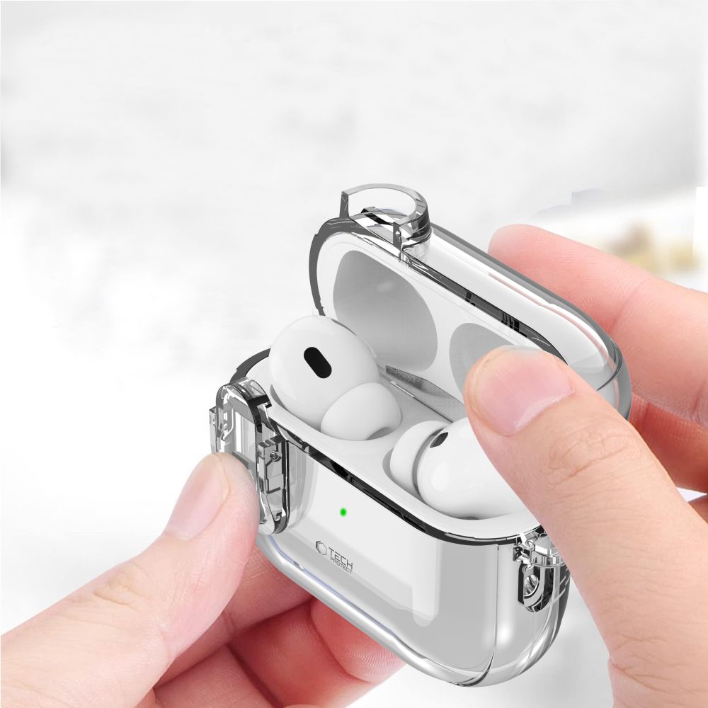 Tech-Protect Slim Hook dėklas AirPods 1/2 – skaidrus -- AirPods 1