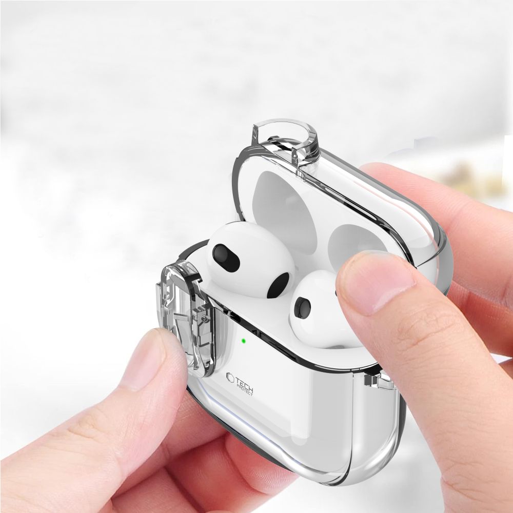 Tech-Protect Slim Hook dėklas AirPods 4 – skaidrus -- AirPods 4