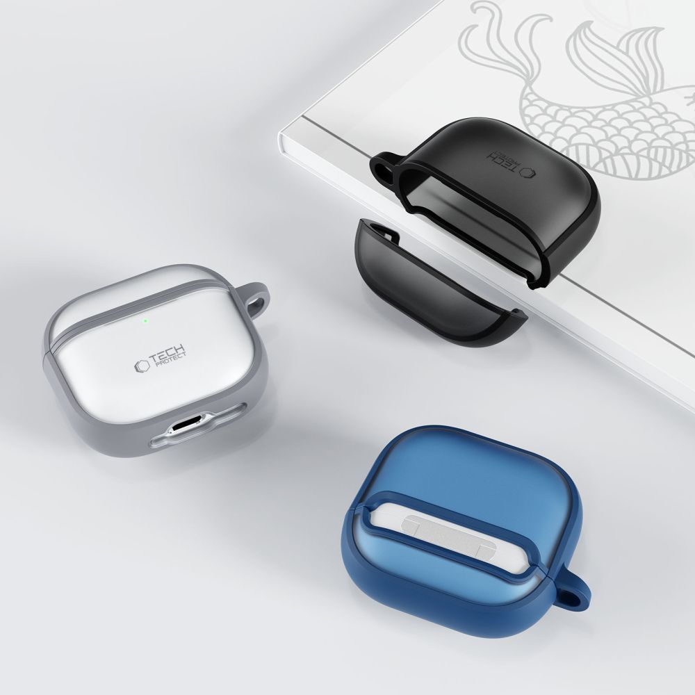 Tech-Protect Magmat dėklas AirPods 4 – pilkas su kabliuku