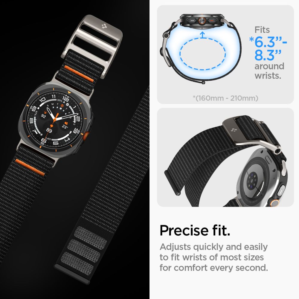 Spigen DuraPro dirželis, skirtas Samsung Galaxy Watch Ultra 47mm – juodas