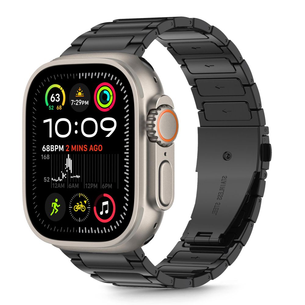 Tech-Protect nerūdijančio plieno apyrankė Apple Watch 44/45/46/49 mm – juoda -- Apple Watch 44