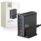 Tech-Protect DC80W-GAN 6-PORT PD80W/QC3.0 įkrovimo stotelė - juodas -- Cell phone chargers