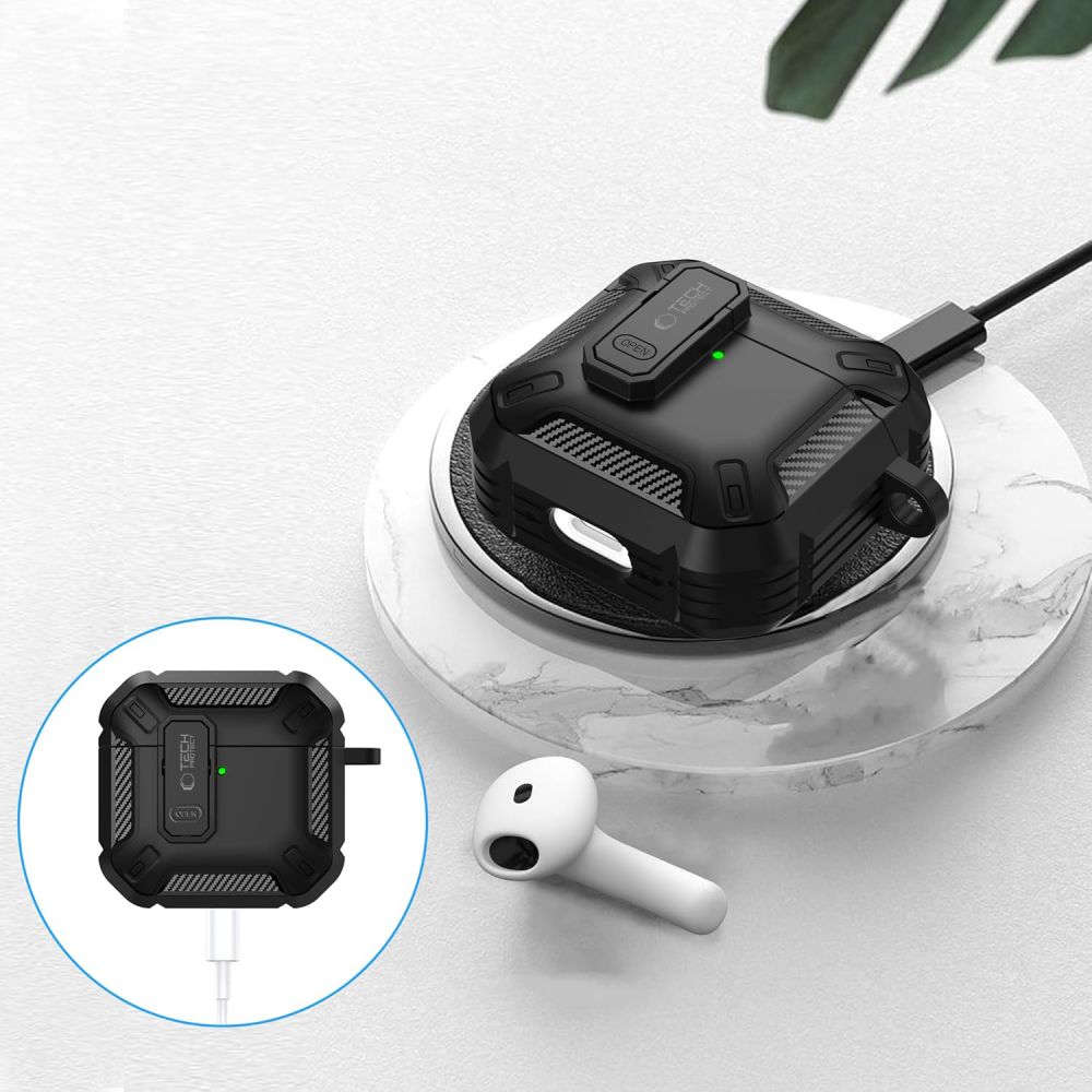 Tech-Protect Carbonox dėklas AirPods 4 – juodas -- AirPods 4